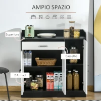 HOMCOM Mobiletto da Cucina Moderno in MDF con 2 Armadietti, 1 Cassetto e Ripiani Regolabili, 90x40x90 cm(m-4)