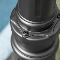 Outsunny 2.4 m Garden Lamp Post Light, LED Solar Powered Patio Path Lighting Lamp with Aluminium Frame, PIR Motion Sensor for Lawn, Pathway, Driveway, Black(m-8)