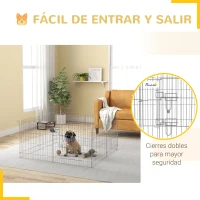 PawHut Vallas para Perros Plegables de 8 Piezas 63x60 cm con 1 Puerta y Marco de Acero para Jardín Patio Plata(m-7)