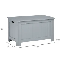 HOMCOM Coffre de rangement avec charnières de sécurité boîte de rangement en bois coffre à jouets couvercle rabattable gris(m-3)