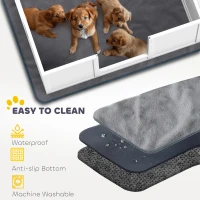 PawHut Two Room Design, Whelping Box for Dogs with Whelping Pad, Clear Panels, Adjustable Entrance, for Medium Dogs, 196 x 96cm(m-4)