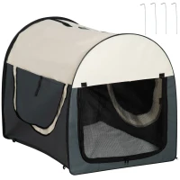 PawHut Hundebox faltbare Hundetransportbox Haustierrucksack mit Kissen Reisetasche Transportbox für Tier wasserdicht Oxfordstoff Dunkelgrau 97 x 71 x 76 cm(m-10)