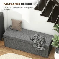 HOMCOM Fußhocker mit Stauraum, faltbares Design, weiche Polsterung, für Flur, Wohnzimmer, Schlafzimmer, Dunkelgrau(m-5)