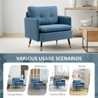 HOMCOM Modern One Seater Sofa, Button Tufted Armchair with Cushions and Steel Legs, Accent Chair for Living Room, Guest Room, Dark Blue(m-6)
