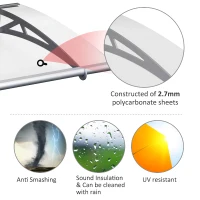 Outsunny Door Awning Canopy Window Rain Shelter Cover Front Back Porch Window Shade Aluminium Bracket 120cm x 90cm(m-4)