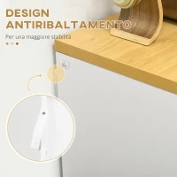 HOMCOM Cassettiera a 3 Cassetti in Truciolato Bianco per Camera da Letto, Studio e Soggiorno, 70Lx37x75cm(m-6)