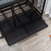 PawHut Jaula de Metal para Perros 109x76x87 cm Perrera Metálico con Ruedas y Frenos Bandeja Extraíble y Puerta con Pestillo para Golden Retriver Labrador Negro(m-8)