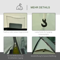 Outsunny Familienzelt Campingzelt 4-5 Personen Großer Stauraum Wasserdicht WS 2000mm mit Dach Grün(m-4)