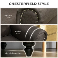 HOMCOM Mid-Century Armchair, with Pocket Springs - Dark Brown(m-4)