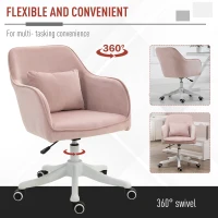Vinsetto Velvet-Feel Office Chair with Rechargeable Electric Vibration Massage Lumbar Pillow, Wheels, Pink(m-7)