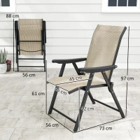Outsunny Set of Four Folding Outdoor Chairs - Brown/Black(m-3)