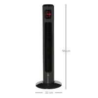 HOMCOM 38'' Freestanding Tower Fan, 3 Speed 3 Mode, 12h Timer, 70 Degree Oscillation, LED Panel, 5M Remote Controller, Dark Grey(m-3)