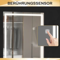 HOMCOM Ganzkörperspiegel mit LED, dimmbar, Touchsensor, Speicherfunktion, silber, 40x120 cm(m-4)