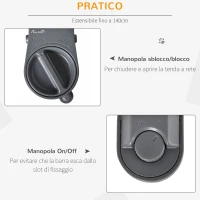 PawHut Cancelletto per Cani di Sicurezza per Cani Estensibile fino 140cm, Barriera Avvolgibile per Porte, Scale, Corridoi, Grigio(m-4)