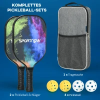 SPORTNOW Pickleball-Set, 2 Schläger aus Karbongewebe mit Wabengitter-Kern, 4 Bälle, Tragetasche(m-6)