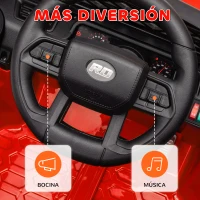 AIYAPLAY Coche Eléctrico para Niños con Batería 12V Mando a Distancia Velocidad Ajustable USB Faros Bocina Rojo(m-8)