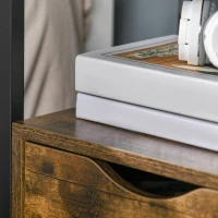 HOMCOM Industrial Side Table with Drawer, Sofa Table, Bedside Cabinet with Storage Shelf, Slim Nightstand for Living Room, Bedroom, Rustic Brown(m-9)