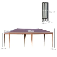 Outsunny Tonnelle barnum de jardin pop-up pliant 6L x 3l x 2,7H m sac inclus acier époxy oxford haute densité marron(m-3)