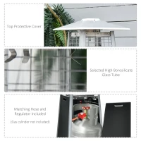 Outsunny 11.2KW Outdoor Patio Gas Heater Freestanding Pyramid Propane Heater Garden Tower Heater with Wheels, Dust Cover, Regulator and Hose, Black, 50 x 50 x 190cm(m-7)