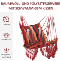 Outsunny Hängesessel Hängeschaukel Schwebesessel Hängestuhl Polstersessel wetterfest UV-beständig Baumwoll-Polyester-Mischung Bunt 100 x 60 cm bis 100 kg(m-5)