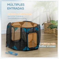 PawHut Parque Plegable para Perros de 8 Paneles Parque de Juego para Mascotas con Bolsa de Transporte Ø91x58 cm Azul(m-7)