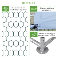 PawHut Pollaio da Giardino per 12-14 Galline in Acciaio Zincato e PE con Tettoia e Serratura, 660x190x195 cm(m-8)