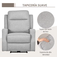 HOMCOM Sillón Relax de Salón Sofá Reclinable con Reclinación hasta 150° Reposabrazos y USB Carga 136 kg 84x92x104 cm Gris(m-7)