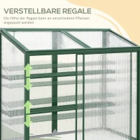 Outsunny Gewächshaus, Klappdach, Schiebetür, Einlegeböden, grüner Aluminiumrahmen, 100 x 60 x 98 cm(m-4)