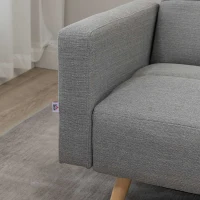 HOMCOM Divano Letto Matrimoniale con Tessuto Traspirante Effetto Lino e Schienale Regolabile, 205x88x80 cm, Grigio(m-8)