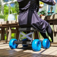 Outsunny Garden Storage Cart, with Top Seat - Blue(m-8)