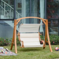 Outsunny Wooden Porch A-Frame Swing Chair With Canopy and Cushion for Patio Garden Yard(m-10)