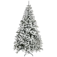 HOMCOM Árbol de Navidad Artificial 225 cm con Nieve Ignífugo con 1300 Ramas Decoración Navideña para Interiores Verde(m-11)
