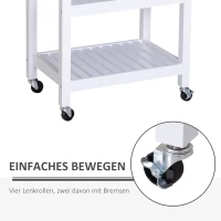 HOMCOM Küchenwagen Rollwagen Küchenrollwagen mit Schublade, Handtuchhalter, Aufbewahrungswagen mit Rollen, Servierwagen für Küche Bad Büro Wohnzimmer Weiß(m-4)