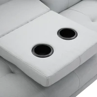 HOMCOM Schlafsofa, 3-Sitzer-Sofa, Bettsofa mit Klappbarem Tisch, Stoffsofa mit Leinenoptik, Schlafcouch mit Becherhalter, im Skandi-Design, bis 250 kg Belastbar, Hellgrau(m-8)