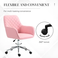 Vinsetto Office Desk Chair, Leather-Feel Fabric Computer Swivel Chair with Rolling Wheels and Adjustable Height for Home, Pink(m-5)