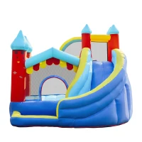 Outsunny Aufblasbare Hüpfburg Spielburg für Indoor & Outdoor Sprungbereich Bällebad mit Rutsche Wasserrutsche mit Transporttasche Flicken für Kinder ab 3 Jahre 290 x 270 x 230 cm(m-10)