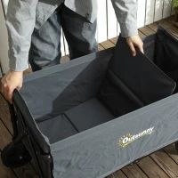 Outsunny 120L Festival Trolley on Wheels, Folding & Compact Camping Trolley Cart with Adjustable Handle for Garden, Beach, Fishing, Grey(m-9)