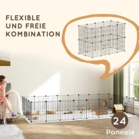 PawHut Klatka dla Małych Zwierząt, Modularne Zagrodenie zewnętrzne, 0,72 m² Powierzchni, Stal, Czarny(m-4)