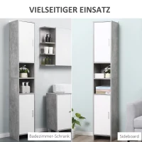 kleankin Badezimmerschrank Hochschrank Badschrank Multifunktionsschrank mit 6 Fächer 2 Türen Spanplatte Weiß 30 x 30 x 180 cm(m-8)