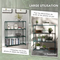 Outsunny Étagère à fleurs supports porte plante 4 niveaux, intérieur et extérieur en acier, dim. 89L x 28l x 107H cm, vert(m-6)