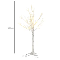 HOMCOM Albero di Natale Bianco Piccolo in PP e Metallo con 72 Luci LED per Interni ed Esterni, 17x17x120 cm(m-3)