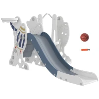AIYAPLAY Juego de Tobogán y Columpio para Niños 3 en 1 Columpio para Niños de 18-48 Meses Carga 30 kg 150x185x92 cm Blanco y Azul(m-1)