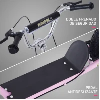 HOMCOM Patinete Scooter para Niños de +5 Años con Neumáticos Inflables Grandes de 16 Pulgadas con Frenos y Manillar Ajustable en Altura 143x58x92-100 cm Rosa(m-6)