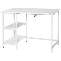 HOMCOM Table à Dessin Bureau inclinable Design Contemporain dim. 110L x 55l x 76H cm 2 étagères Panneaux Particules métal Blanc(m-10)