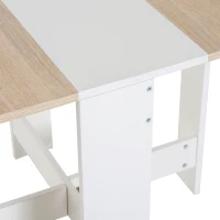 HOMCOM Klapptisch, Esstisch mit klappbarer Arbeitsplatte, Schreibtisch, Arbeitsstation, Beistelltisch, Spanplatte, Eiche, Weiß, 103 x 76 x 73,5  cm(m-8)