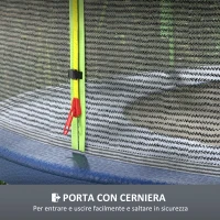 SPORTNOW Rete di Protezione per Trampolini a 6 Pali con Ingresso con Cerniera, in PE, Ø244x180 cm, Nero e Verde(m-5)