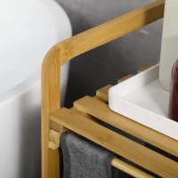 HOMCOM Panier à linge en bambou 2 paniers amovibles et coulissants en non-tissé 63,5 x 33 x 73 cm gris foncé(m-8)