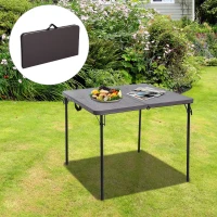 Outsunny Klapptisch Campingtisch Koffertisch tragbar, Metall+Kunststoff, Kaffeebraun, 86x86x71,5cm(m-2)