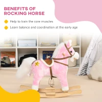 HOMCOM Wooden Rocking Horse with Music, Sound, Saddle for Ages 3-6 Years(m-6)