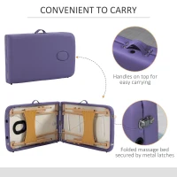 HOMCOM Portable Massage Bed, Folding Spa Beauty Massage Table with 2 Sections, Carry Bag and Wooden Frame, Purple(m-7)